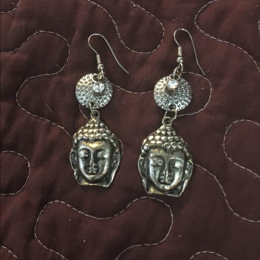 Vintage silver Buddha earrings dangle